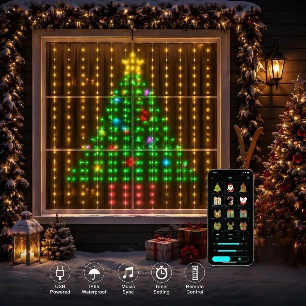 Led Fairy String Lights - Светодиодные пиксельные занавески с управлением через