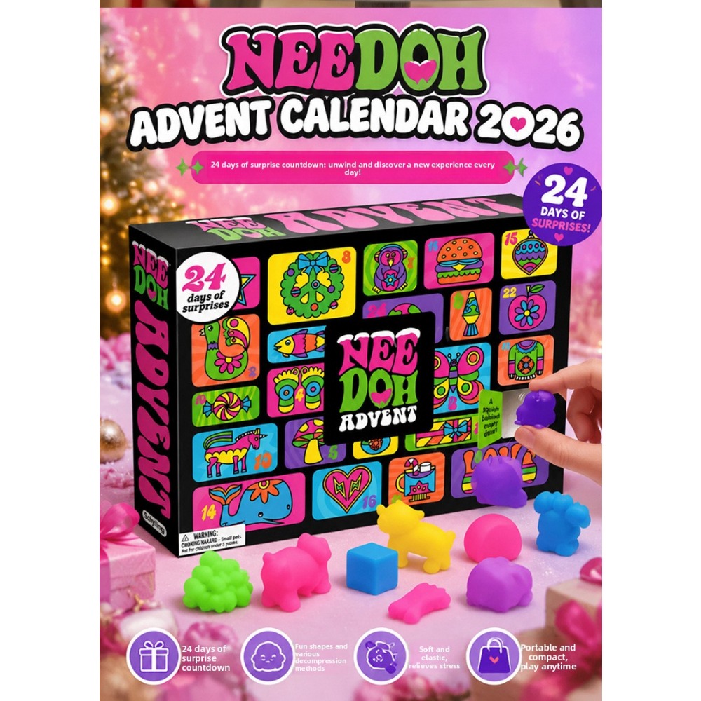 Advent Calendar Gift - Адвент-календарь NeeDoh 2027, 3D-кукла-антистресс из ПВХ,